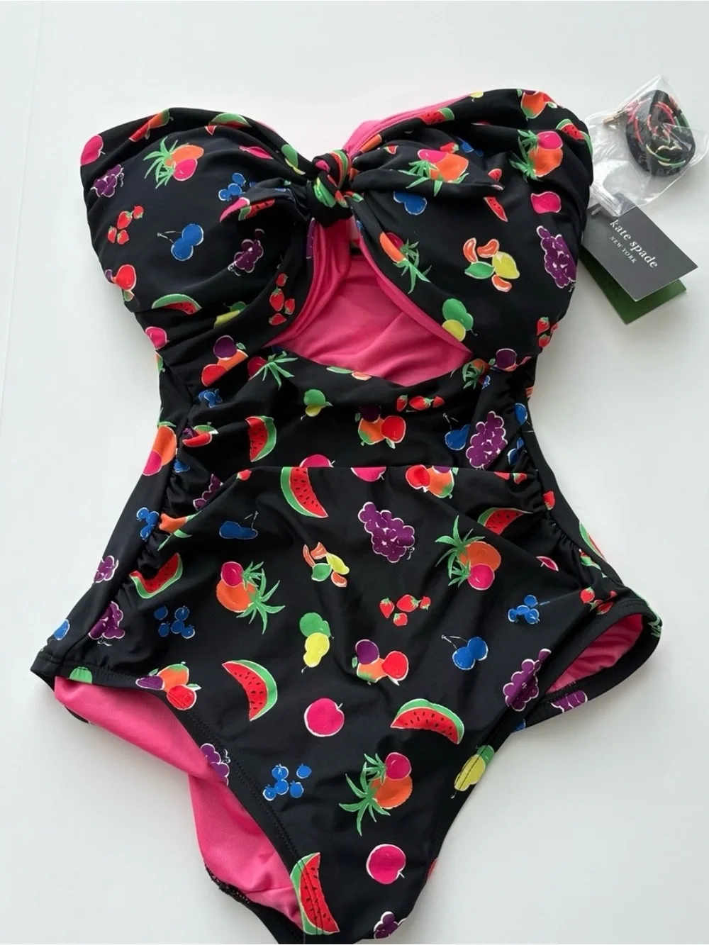 NWT Kate Spade New York one-piece swimsuit multicolor fruit print $178 sz S